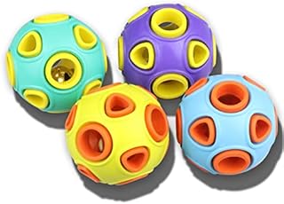 Dog Balls with Bell Sound, [4 Pack] Rubber Bouncy Fetch Ball for Puppies Small Dogs, 2” Interactive Pet Chew Toys