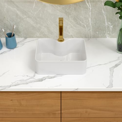 Lordear Bathroom Vessel Sink 16"x12" Rectangle Above Counter White Porcelain Ceramic Modern Vanity Sink Art Basin Sink for Bathroom by Lordear - Used condition - Image 2