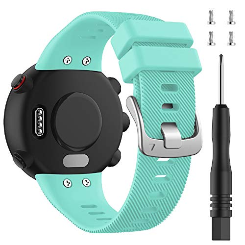 ACTECH Bracelet Compatible avec Garmin Forerunner 45, Garmin Forerunner 45S, Garmin Swim 2, Bracelet de Remplacement en Silicone (Menthe) Cover