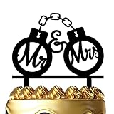 Funny Wedding Cake Topper - Personalized Connection Handcuffs Design - Police Couple Cake Topper, Mr&Mrs Wedding Cake Topper (Handcuffs)