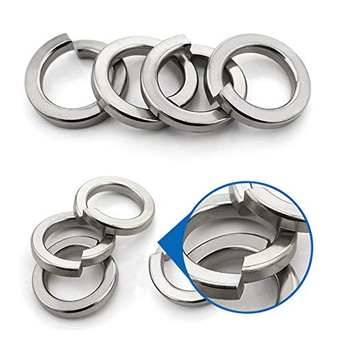 Pzrt 50Pcs 1/4 Inch 304 Stainless Steel Spring Washer Split Lock Washers, Silver #TOP2