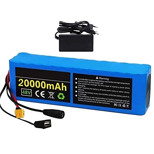 Bateria 48V 20Ah Ebike,13s3p 18650 Pacote de bateria de iões de lítio,BMS embutido,com ficha Xt60 e
