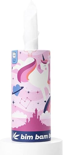 Bim Bam Boo Tubo de tejido facial 100% de bambú, pañuelos de viaje hipoalergénicos de 3 capas en soporte para pañuelos de automóvil, 1 tubo de