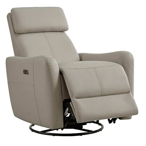 Image of KISLOT Power Leather Recliner Chair with USB Port Electric Swivel Rocker Nursery Glider Sofa for Living Room Bedroom