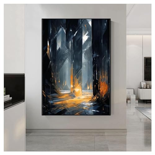 Cuadros de pared de lujo para dormitorio con arte industrial azul y oro (30x50cm)