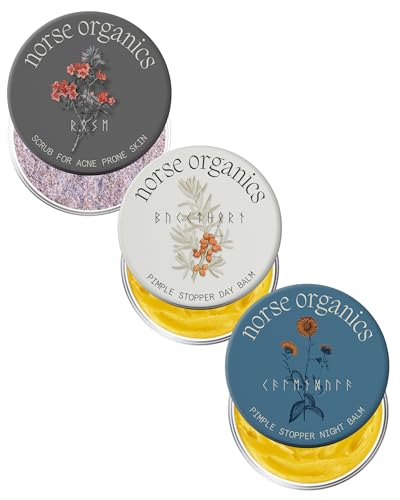 Norse Organics | The Complete System For Pimples | 3 Step System with Day Glow Balm, Acne Night...