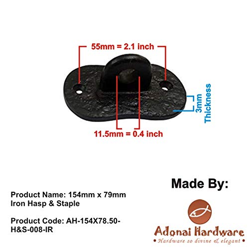 Adonai Hardware "Paran" Heavy Duty Cast Iron Security Locking Hasp And Staple (6" X 1 Pack, Natural Iron) For Vintage Pirates Treasure Chest, Trunks, Wooden Jewelry Box, Cases, Furniture And Sheds #TOP6