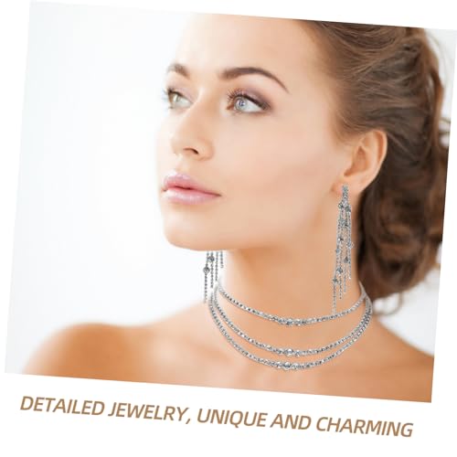 Pendientes colgantes y collar de plata para mujer 6
