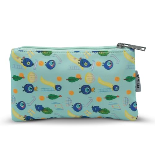 Image of VISMIINTREND Evil Eye Design Blue Flat Pouch - Stylish and Multi-Purpose for All Ages Boys & Girls | Large | Stationary Organizer | Pen Case | School | Kids | College | Students | Gifts