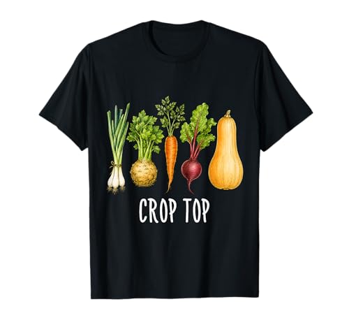 Crop Top Funny Gardening Pun Vegetable Art T-Shirt