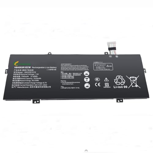 LvliLighting HB4593R1ECW Laptop Battery 2ICP5/64/84-2 Replacement for Huawei MateBook X Pro Honor Magicbook MateBook 14 matebook x pro i7-8550u 8gb 512gb 7.6V 7410mAh/56.3Wh