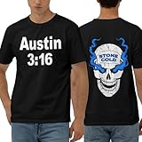 Piegricdiat Austin 3:16 Stone Cold Skull T-Shirt, Black Cotton, Double-Sided Graphic Print (US, Alpha, 3X-Large, Regular, Regular, Stone Cold 1)