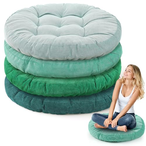 Jerify 4 Pcs Gradual Green Large Floor Pillow Cushion, Round 22 x 22