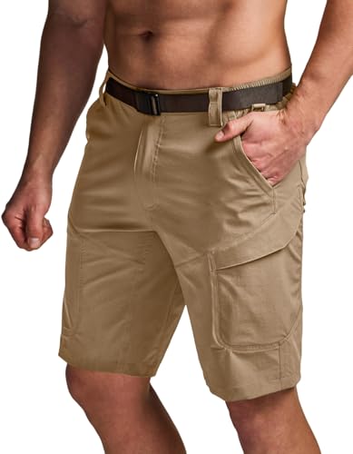 CQR Men’s Hiking Shorts with Belt | Cooling, Quick Dry, Stretch Ripstop, Multi Pockets, Lightweight Outdoor Cargo Shorts for Hiking, Camping, Fishing, Travel TXS303-COG_30W/10L