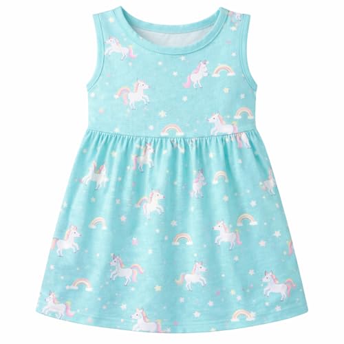 Image of EIO Girls Cotton Frock Dress Combo Pack | Multicolor Printed Knee Length Casual Dresses for Kids | Soft & Breathable Summer Wear Outfit