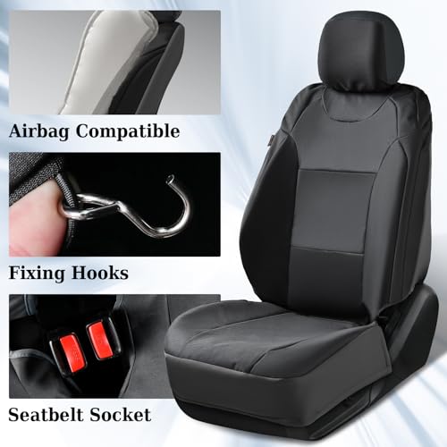 Image of Coverado Oxford Seat Covers Full Set Custom Fit for 2015-2026 Ford F150 & 2017-2026 Ford F250 F350 F450 Truck Seat Covers, Waterproof Seat Protector Car Seat Cushions for Kids & Dogs, Black