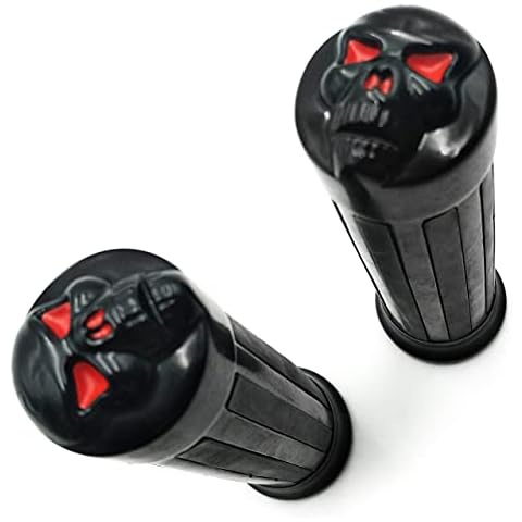 HTTMT MT080-25-BK Black Skull Style Hand Grips for Harley XL 883 Hugger Sportster Cover