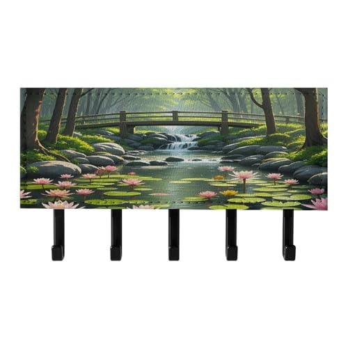 Organizador de llaves de piel sintética con acabado decorativo de paisaje natural 7