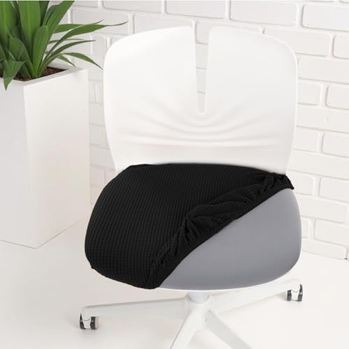 TIESOME 2 Stücke Dehnbarer Bürostuhlbezug,40-60cm Stuhlbezug Sitzfläche Abnehmbar Waschbar Hochelastischer Elasthan Anti-Staub Stuhl Slip Cover Kissenbezug für Büro Restaurant Hochzeit (Schwarz)