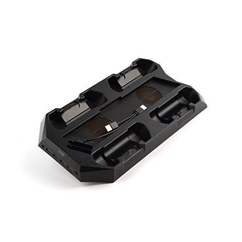YKS 10-in-1 PS4 Charger Bracket with 4 Controller Brackets, 4 Hubs and 2 Cooling Fans