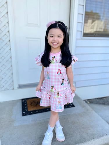 Image of Disney Frozen Elsa Minnie Mouse Stitch Princess Girls' Skirt Sets Ruffle Short Sleeve Clothes 2pcs Outfits Summer Dress 2-9Y