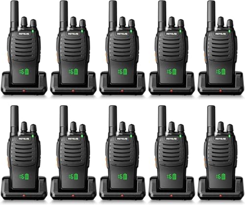 Retevis H777H Talkie Walkie Rechargeable, Talkie-Walkie Professionnel avec Masquer L'affichage, Lisibilité, Alarme D'urgence LED, VOX, Walkie Talkie pour...