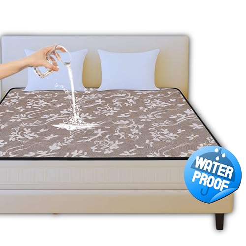 Image of PVC Waterproof Mattress Protector | 100% Waterproof Fitted Bed Cover | Soft, Breathable & Hypoallergenic | Protects Against Spills, Sweat, Dust & Stains | (Coffee, 72 inchx72 inch)
