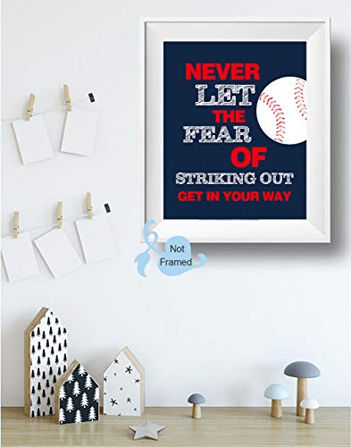 Colorful Sport Inspirational Quote Art Print--Basketball Football Baseball Soccer Sport Motivotional Saying Canvas Wall Art--(8”X10”X4 Pieces, Unframed)--Sport Themed For Boy Playroom Classroom Decoration 5 #TOP5