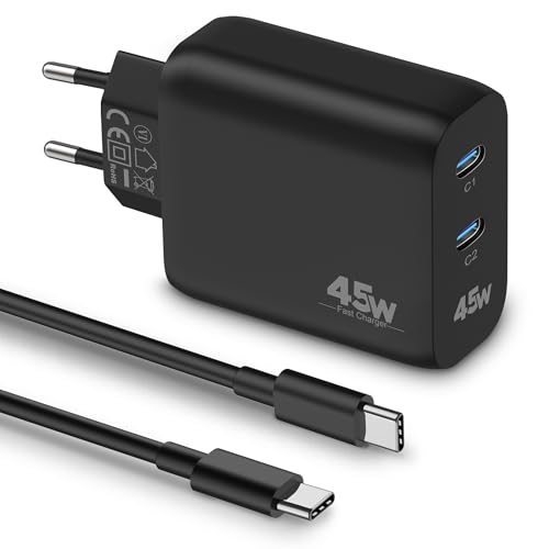 45W 2-Port USB C Rápido Cargador para Samsung Galaxy S25 Ultra S24 S23 S22 S21 FE 5G, S10 S9 S8,...