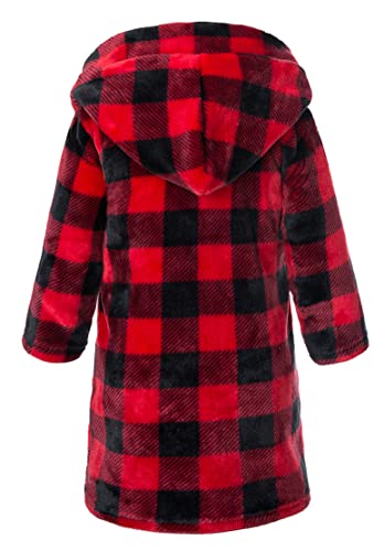 Image of Girls Fleece Hooded Robes Kids Warm Bath Robe for Girls Soft Fuzzy Bathrobe