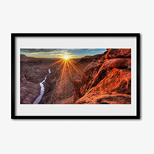 Cadre en MDF photo murale salon 60x40 cm affiche désert soleil