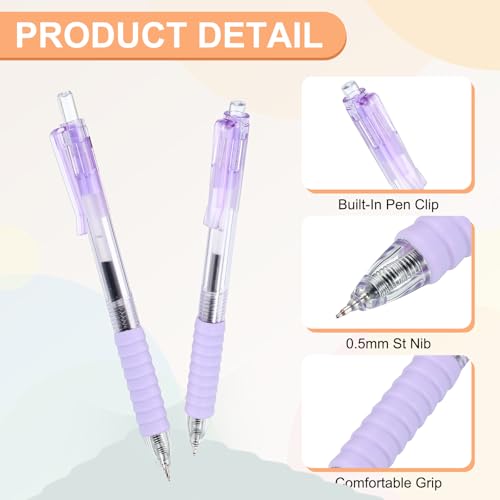 PATIKIL 12 bolígrafos retráctiles punta fina 0.5mm tinta morada miniatura 3