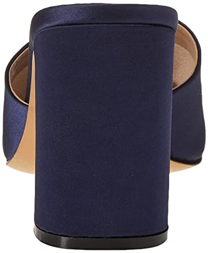 The Drop Women's Pattie High Block Heeled Mule Sandal, Navy Satin, 8 #TOP2