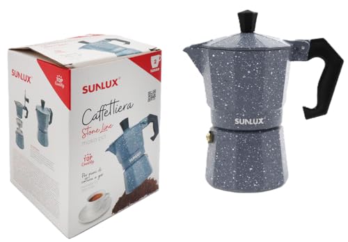 Caffettiera Stone in Alluminio 2 Tazze - 13,5 cm - Moka Italiana Tradizionale per Caffè dal Gusto Autentico