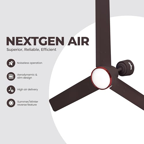 Image of Khaitan Airwave Underlight- 1200mm BLDC Ceiling Fan with Remote | 5 Star Rated | Durable & Long-lasting | Energy Saving | 3-Years Warranty | Pack of 1 | Smoke Brown