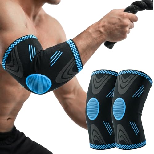 Image of BIONFIT Elbow Support Sleeve Pair for Men & Women | Compression Elbow Brace for Gym, Weightlifting, Tennis & Pain Relief | Breathable Anti-Slip Elbow Support