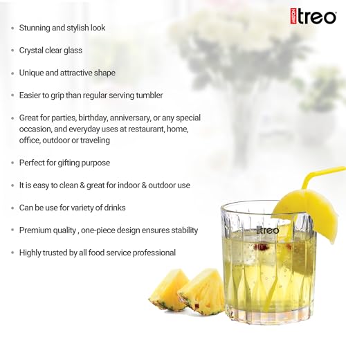 Image of Treo by Milton Linea Juice Tumbler I Premium Glass Set of 6 for Water, Cold Drink I Perfect for Home, Restaurants and Parties, 230 ml