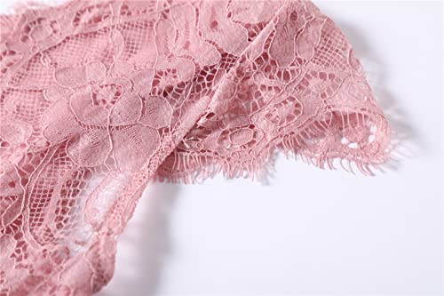 Niyage Toddler Girls Cap Sleeve Floral Lace Elegant V-Back Dress Baby Tutu Tulle Party Dresses Pink 130 #TOP3