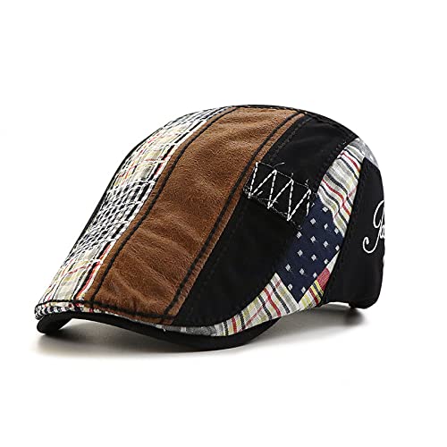 Colorsun Men Beret Hat Cotton Buckle Adjustable Newsboy Hats Classic Patchwork Cabbie Gatsby Cap #TOP25
