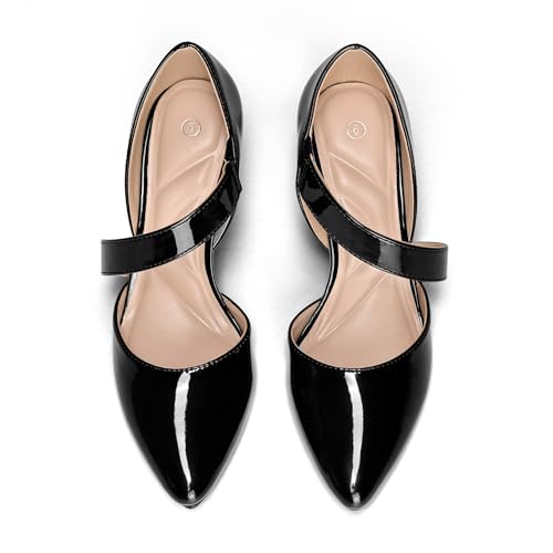 Image of mysoft Women's Pointed Toe Pumps Stiletto Heel Dress Shoes Wide Width | 3 Inch Stiletto Heel, Closed Toe, Wide Width, Elastic Strap, Comfortable, Daily, Wedding Party, Formal, Office Work Dressy