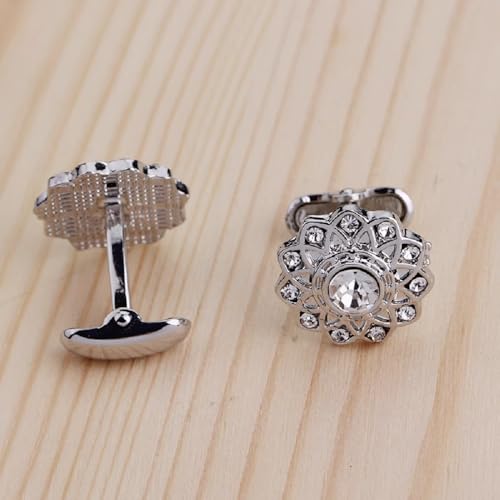Mancuernillas de diseño floral con cristales para hombre miniatura 4