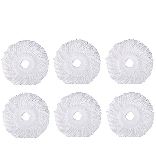 Tidy Monster 6 Pack 360° Spin Mop Replacement Head, Round Shape Microfiber Standard