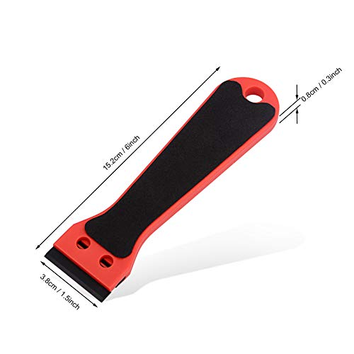 Ehdis 2 pcs Plastic Scraper with 100 Plastic Razor Blade, 6inch Long Handle with EVA Foam, Adhesive Remover, Sticker Remover, for Remove Label, Glue, Sticky Stuff, Decal, Red - Image 6