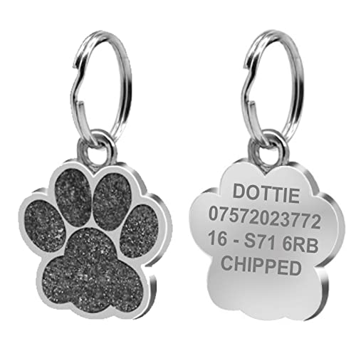 Personalised Dog Tag Engraved Pet ID Collar Customised Glitter Puppy