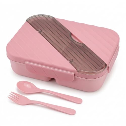 Image of Lunch Box, Air-Tight & Leakproof Plastic Tiffin Box for Kids & Adults, Lunch Box with Fork and Spoon, Multicolor