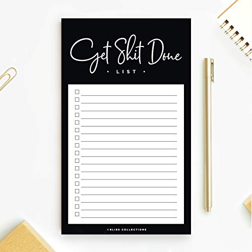 bliss collections to do list notepad funny get stuff done magnetic weekly and daily planner for organizing and tracking grocery lists appointments reminders and notes 4534x7534 50 sheets