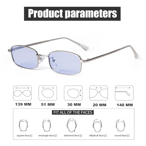ADE WU Fashion Rectangle Sunglasses for Women Men Retro Small y2k Narrow Rectangular Sun Glasses 90s Unisex Stylish4