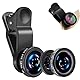 3 in 1 Handy Objektiv Set, Clip-On Kamera-Adapter für Smartphones - Fischaugenobjektiv (180° Fisheye Linse) + Weitwinkel (0,67x Wide) + Makroobjektiv (10x) - für alle Handys geeignet (Schwarz)