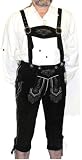 Dirndl Trachten Haus 2-Piece Leather German Oktoberfest Lederhosen Shorts Pants 34 Black