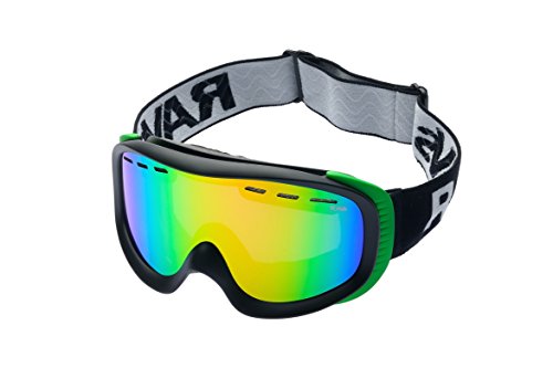 Gafas de esquí Ravs con cristal doble esférico rojo láser y compatible con casco